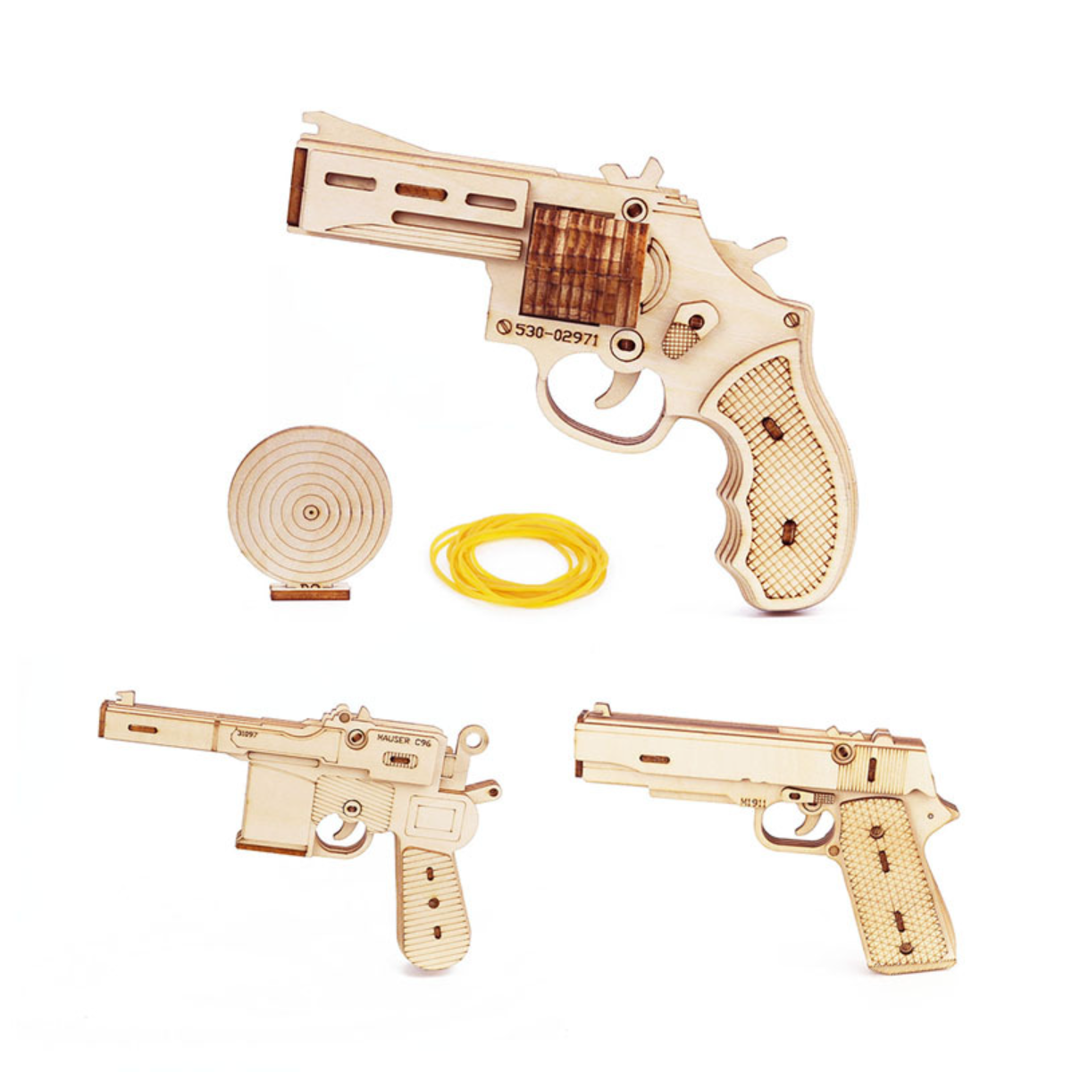 Model Kit Revolver - Wooden Pistol Model Kit DIY Building