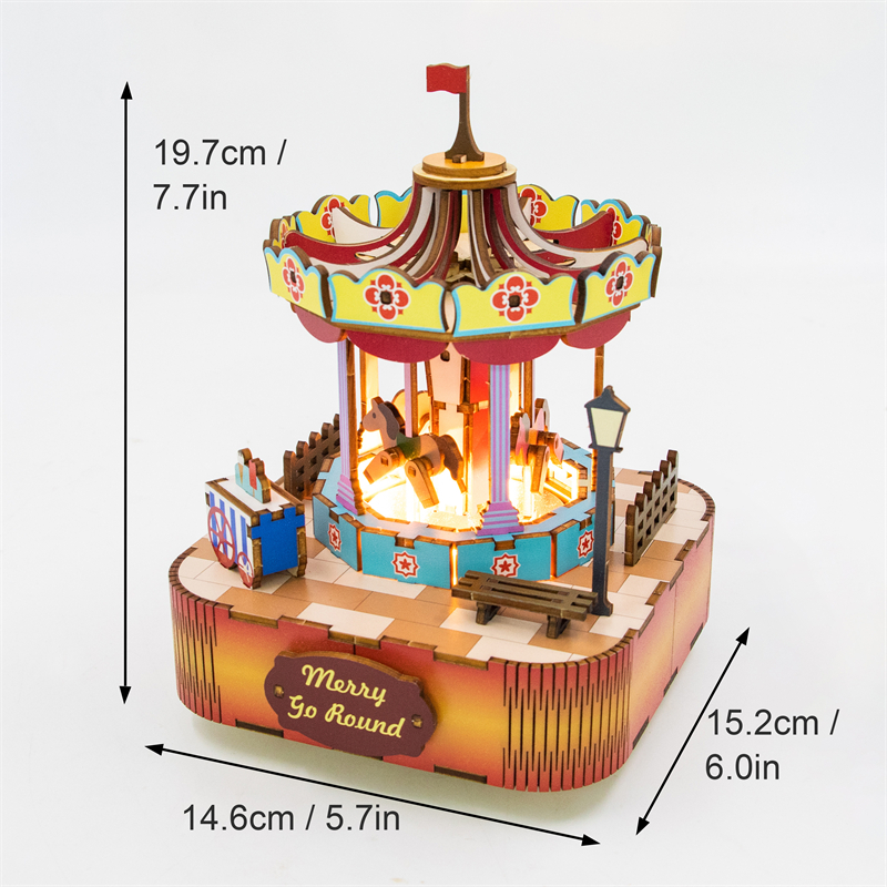 DIY 3D Wooden Merry-Go-Round M - Model Kit Glue recensione e prezzo