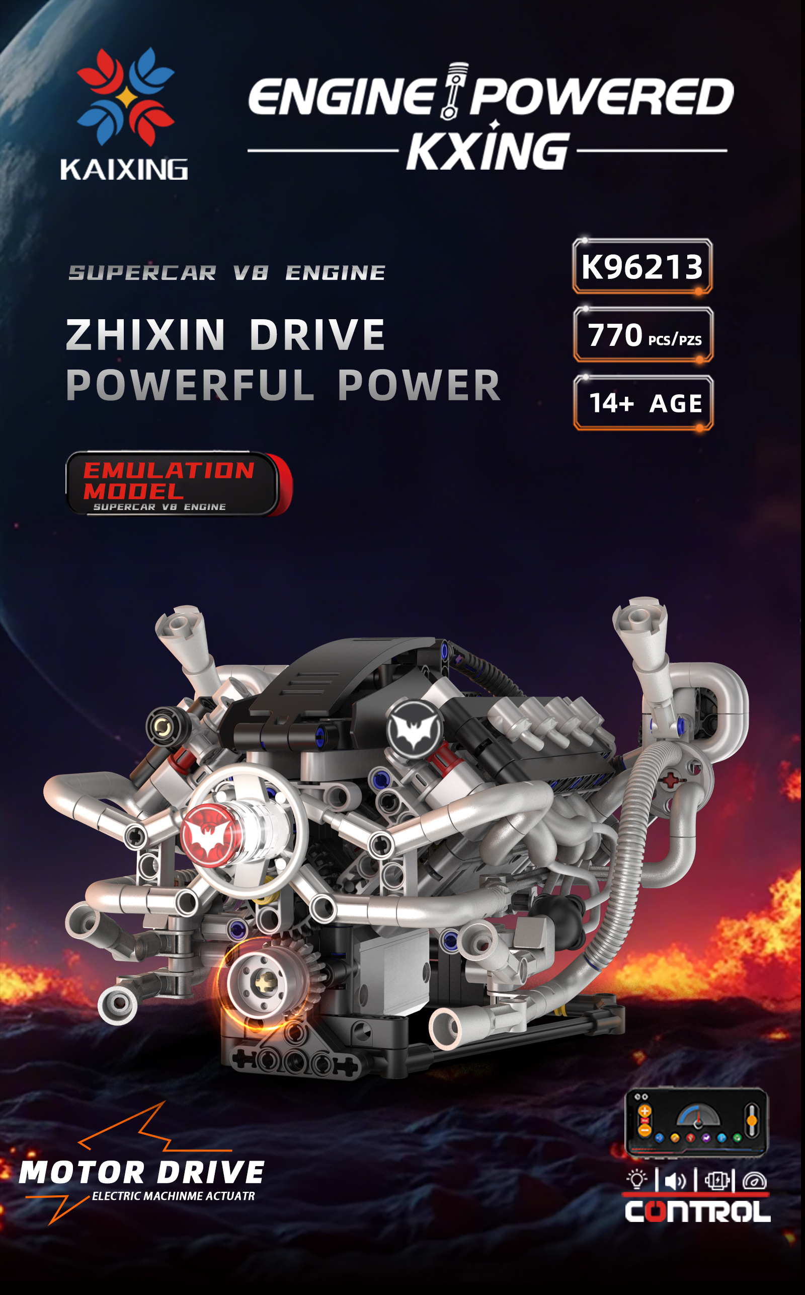 K96213 770pcs V8 Engine Model  - Model Kit V8 recensione e prezzo